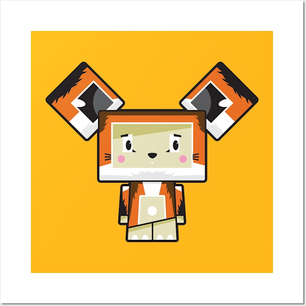 Cute Cartoon Blockimals Fox Wall Art by markmurphycreative